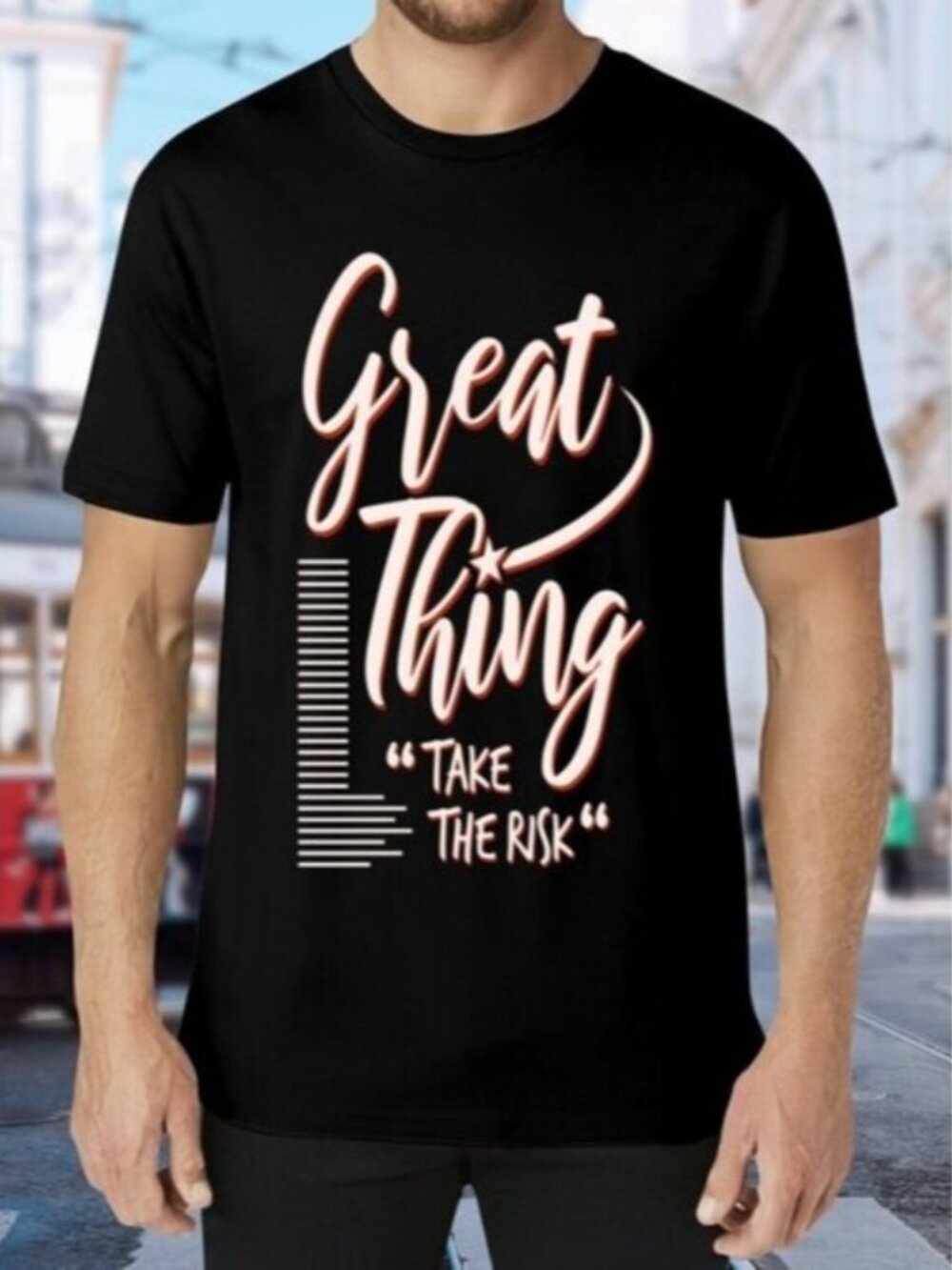 Black Graphic T-Shirt with Motivational Print